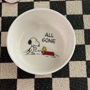 Pair of Snoopy Peanuts White/Blue Dog Bowls with Snoopy&Woodstock